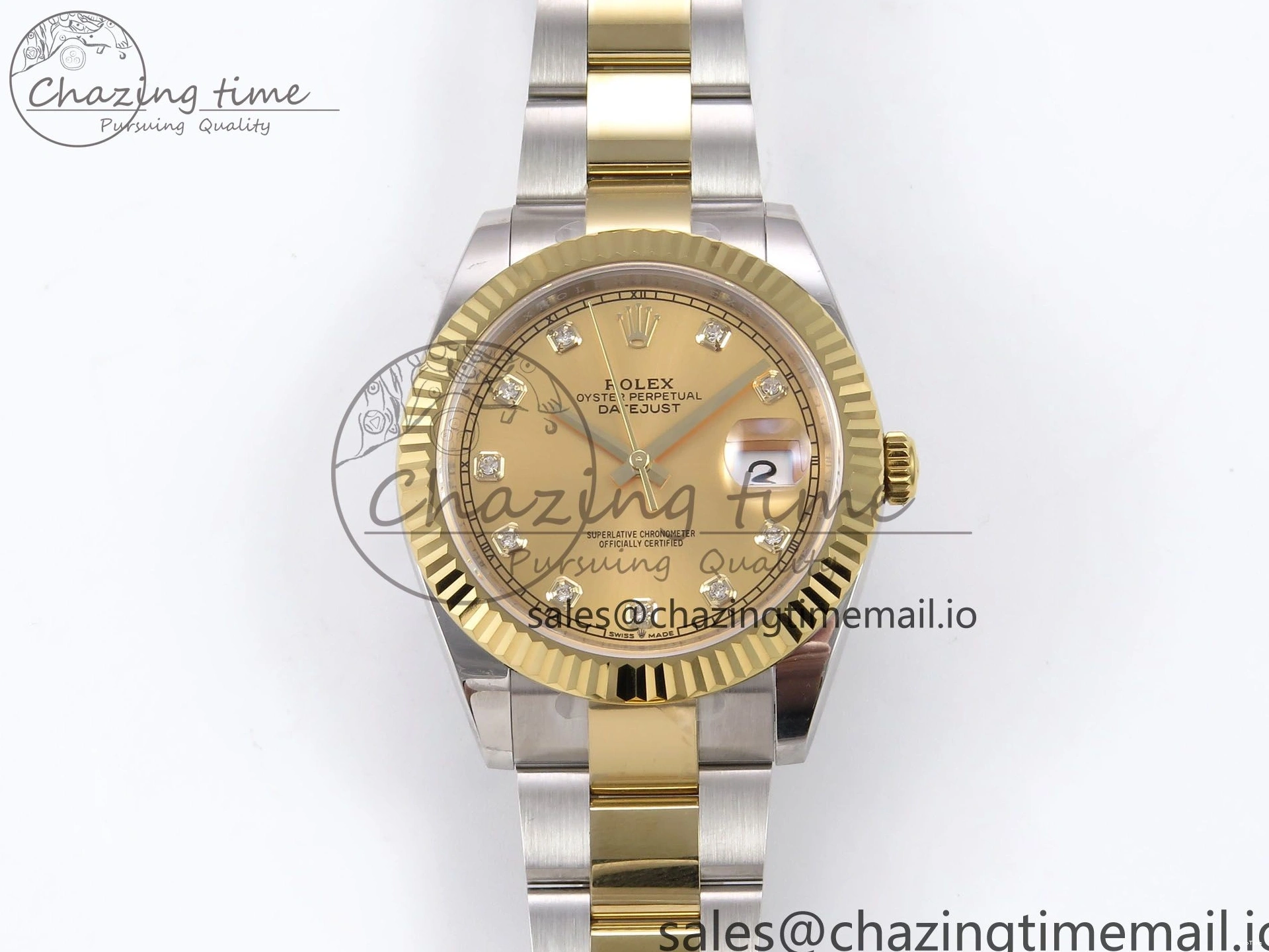 MiroTime 1229 DateJust 41 126333 EWEF Best Edition YG Diamonds Dial on SS YG Oyster Bracelet A Minimalist 973